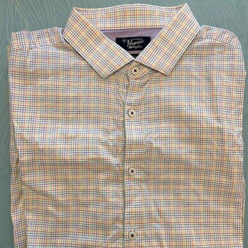 Original Penguin Heritage Slim Fit Men's Rainbow Plaid Shirt XL